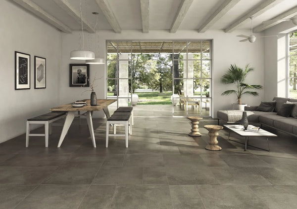 Abaco porcelain tile in Oxido — modular installation